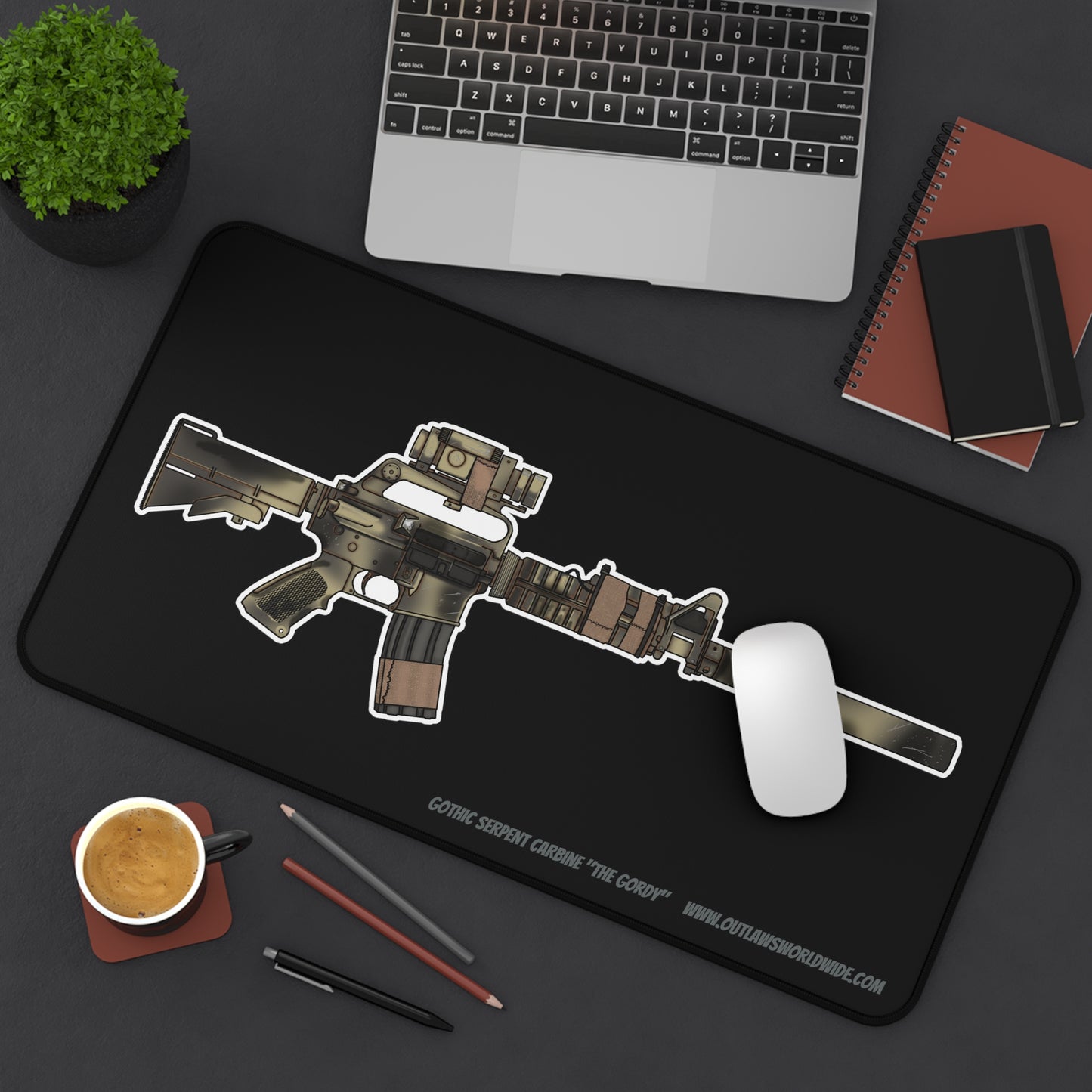 12" x 22" Gothic Serpent Carbine "The Gordy" (Black Hawk Down) Desk Mat