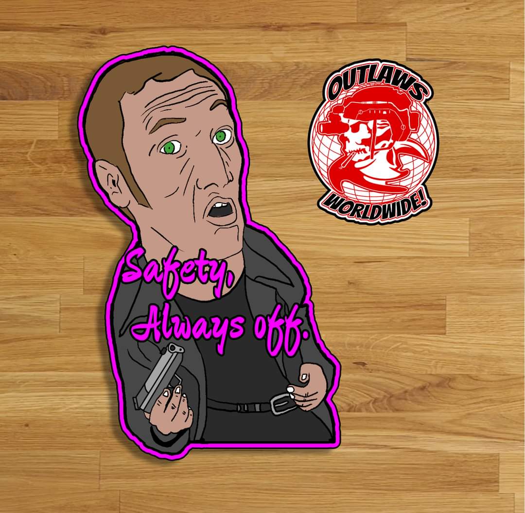 Trailer Park Multiverse- Cyrus "SAFETY ALWAYS OFF" (pvc+velcro) 4"