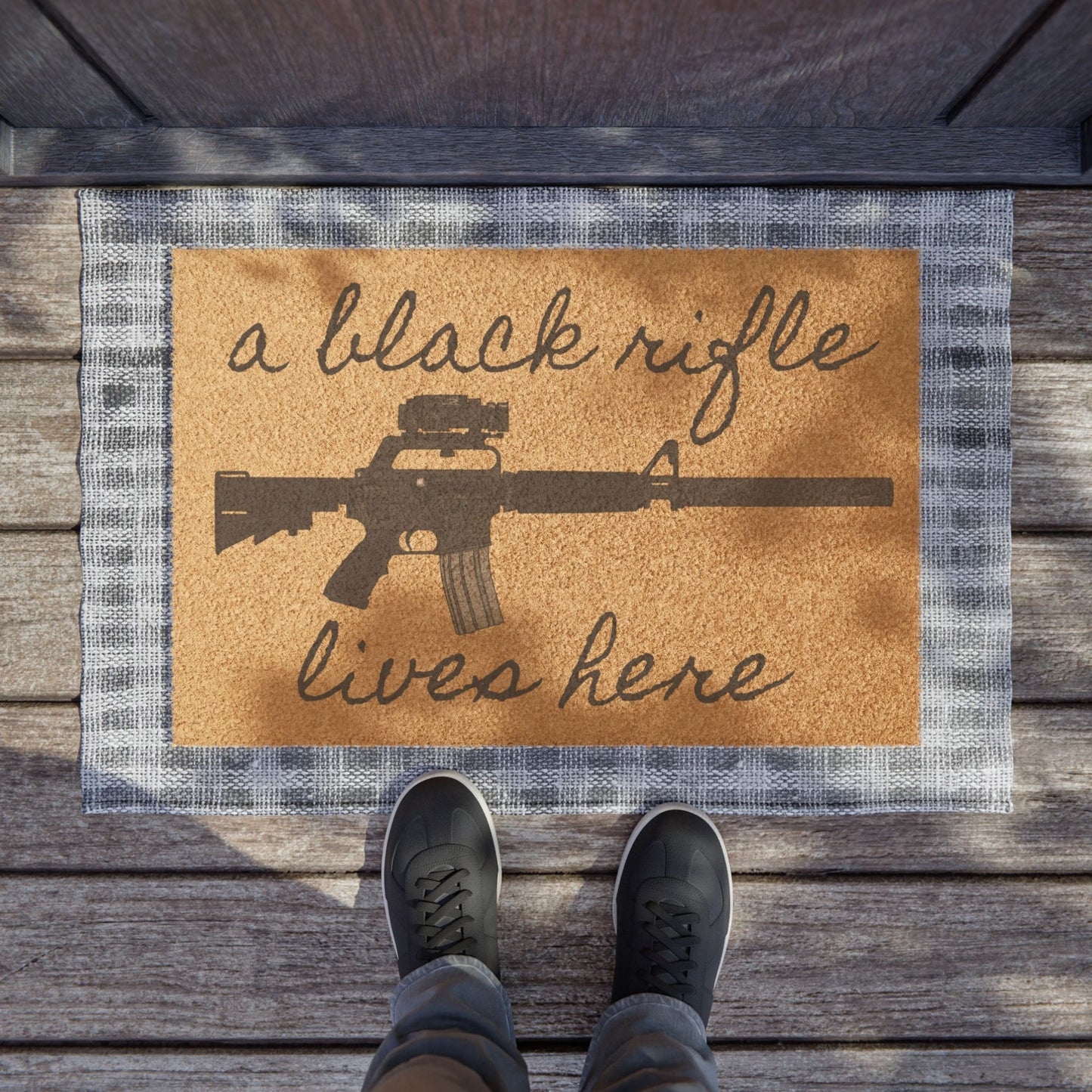 "A Black Rifle Lives Here" Welcome Mat (Coir)
