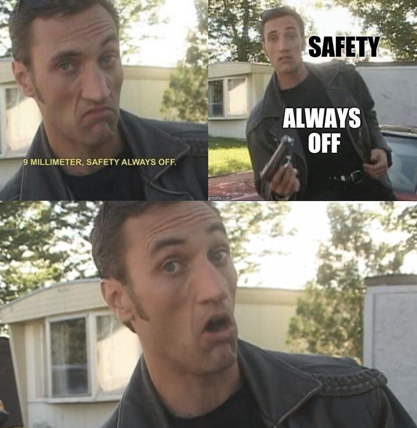 Trailer Park Multiverse- Cyrus "SAFETY ALWAYS OFF" (pvc+velcro) 4"