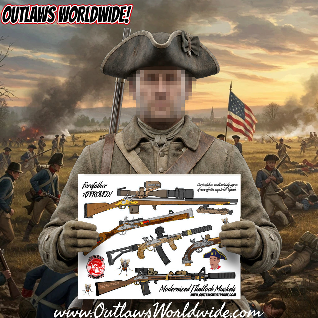 BIG ASS Gun Nut Modernized Muskets Sticker Sheet